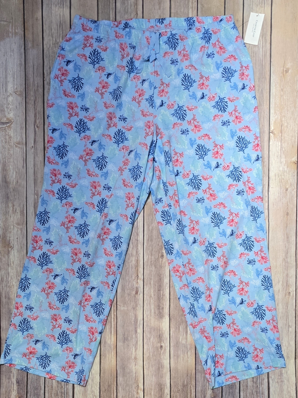Charter Club Light Blue Coral PJ Pants
